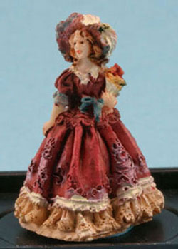 Dollhouse Miniature Victorian Lady Figurine (Burgundy)